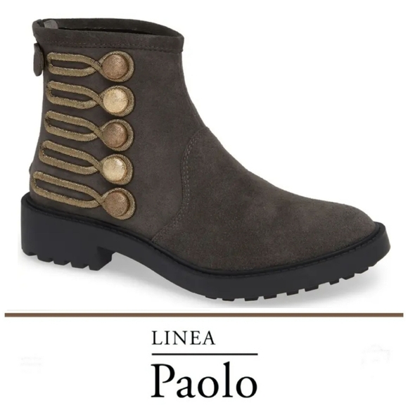 Vintage Inspired Linea Paolo Grey Suede Booties - Picture 1 of 4